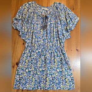 Rebecca Taylor 100% Silk Floral Short Flutter Sleeve Mini Dress Size 8